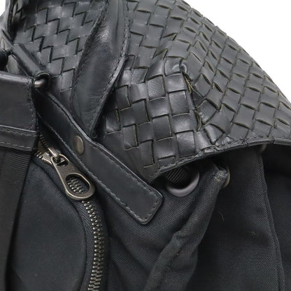 Bottega Veneta Intrecciato Backpack Nylon Leather Black