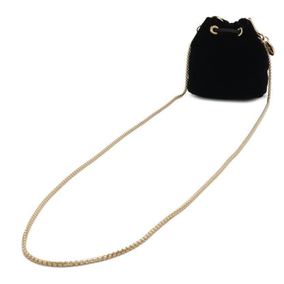 Prada Triangle Logo Velvet Mini Pouch Multi Drawstring Chain Shoulder Nero Black