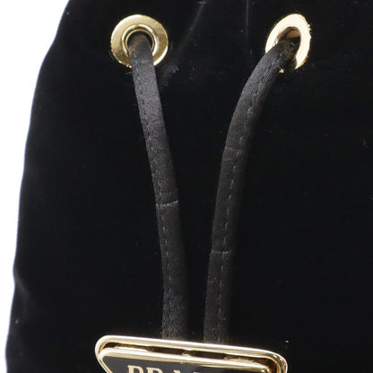 Prada Triangle Logo Velvet Mini Pouch Multi Drawstring Chain Shoulder Nero Black