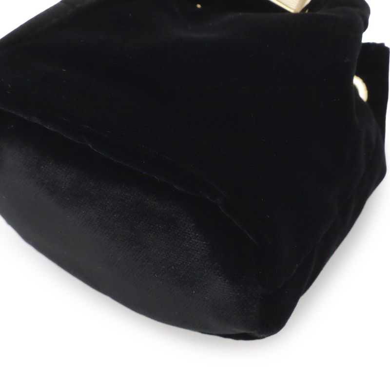 Prada Triangle Logo Velvet Mini Pouch Multi Drawstring Chain Shoulder Nero Black