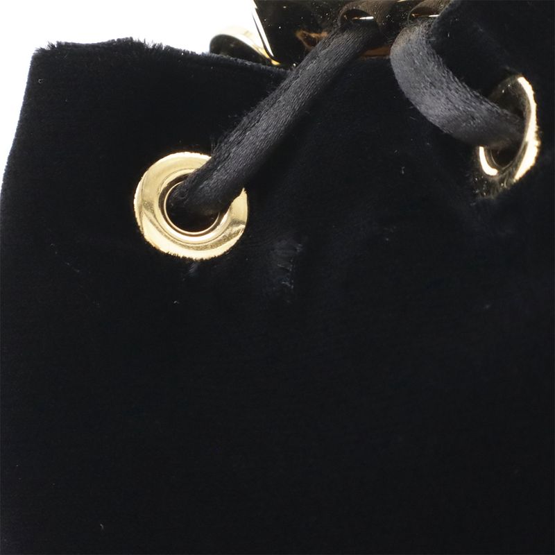 Prada Triangle Logo Velvet Mini Pouch Multi Drawstring Chain Shoulder Nero Black