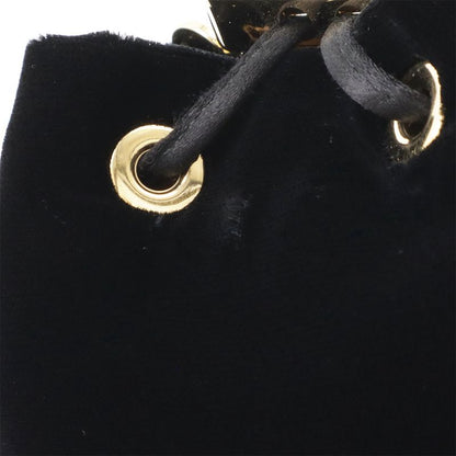 Prada Triangle Logo Velvet Mini Pouch Multi Drawstring Chain Shoulder Nero Black