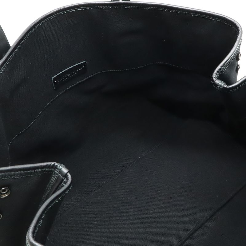 Bottega Veneta Vernis Che Tote Large Canvas Leather Black