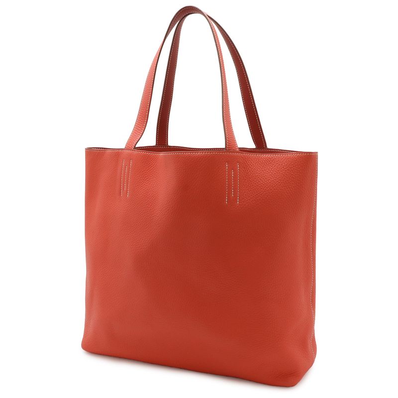 Hermes Double Sens 36 Tote Shoulder Bag Reversible Taurillon Clemence Bougainvil