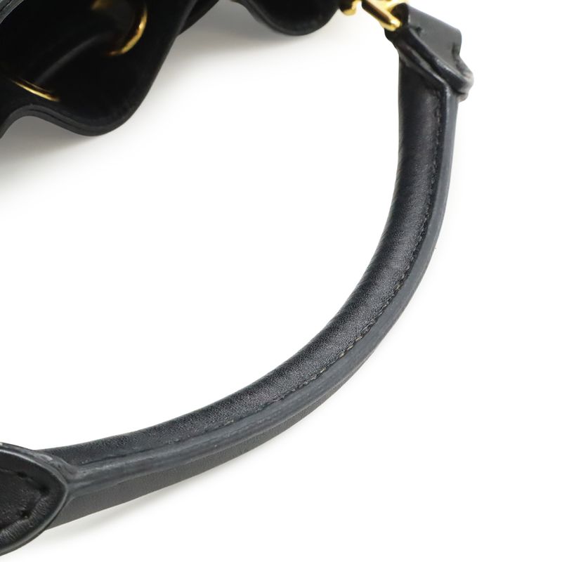 Saint Laurent Paris YSL Yves Emmanuel Bucket Bag 2-Way Shoulder Leather Black