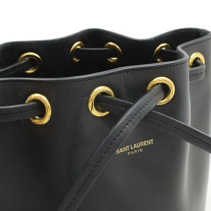 Saint Laurent Paris YSL Yves Emmanuel Bucket Bag 2-Way Shoulder Leather Black