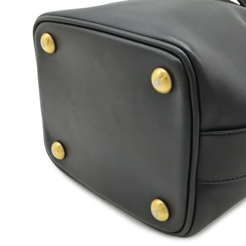 Saint Laurent Paris YSL Yves Emmanuel Bucket Bag 2-Way Shoulder Leather Black