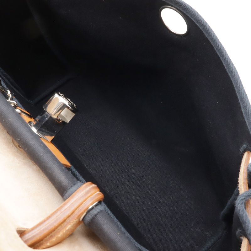 Hermes Herbag PM 2-Way Shoulder Bag Toile Officier GM Black Beige