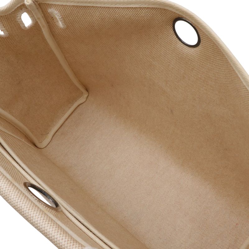 Hermes Herbag PM 2-Way Shoulder Bag Toile Officier GM Black Beige
