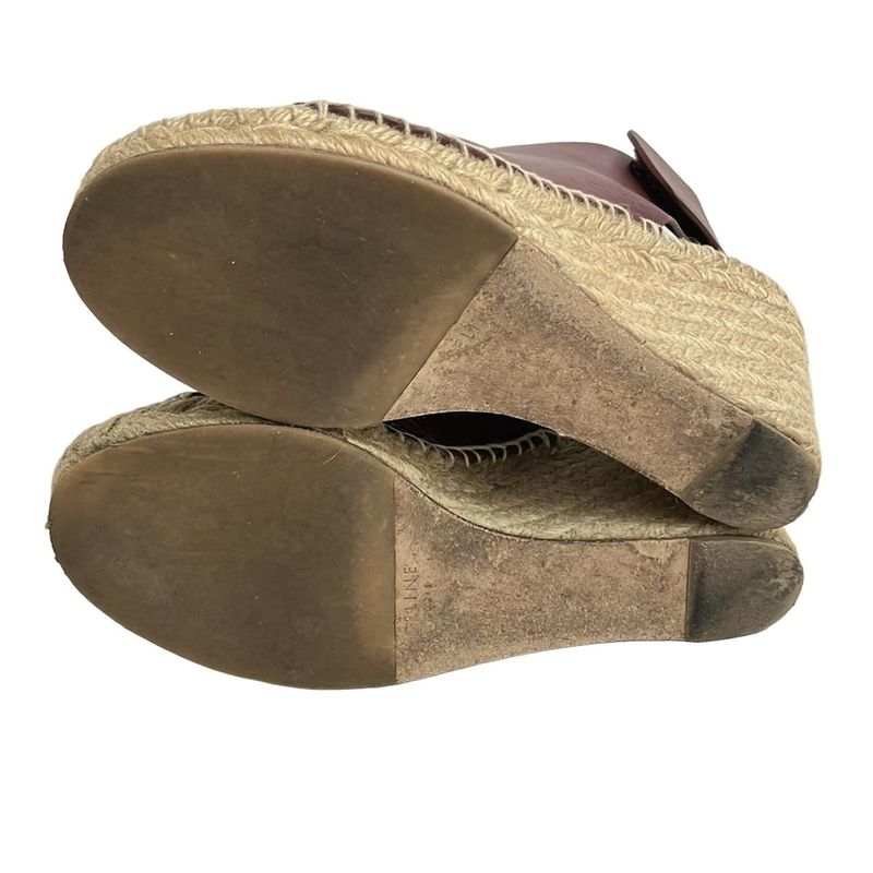 Celine Sandals 36 Red Espadrille Wedge Sole Leather