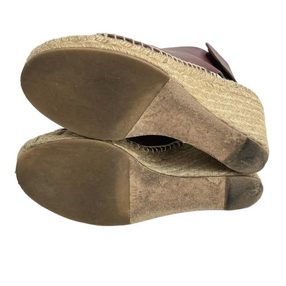 Celine Sandals 36 Red Espadrille Wedge Sole Leather