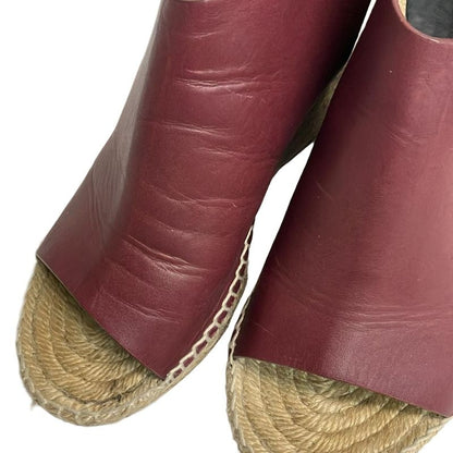 Celine Sandals 36 Red Espadrille Wedge Sole Leather
