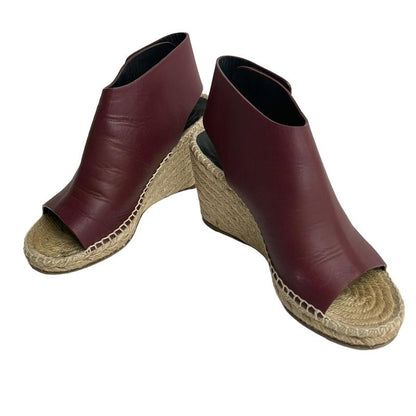 Celine Sandals 36 Red Espadrille Wedge Sole Leather