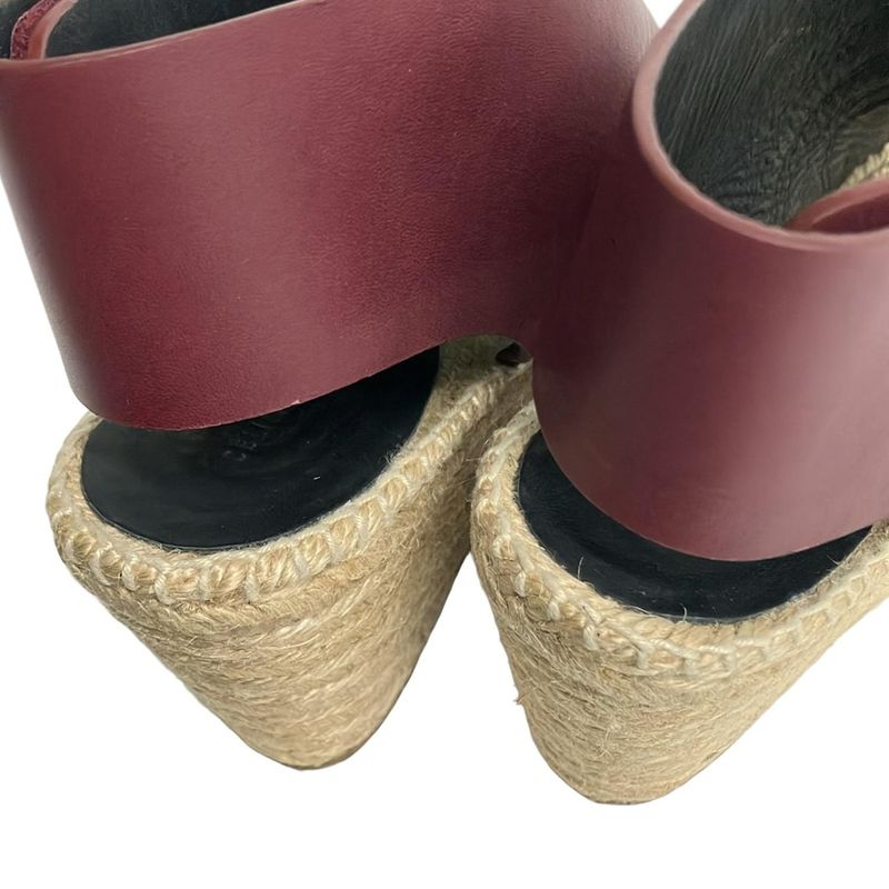 Celine Sandals 36 Red Espadrille Wedge Sole Leather