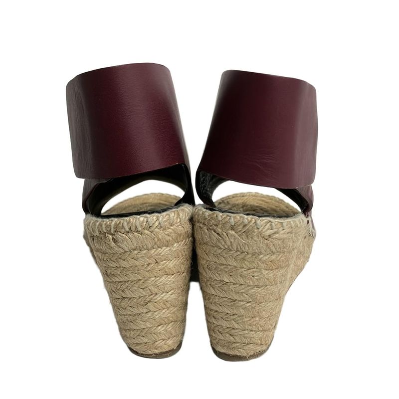 Celine Sandals 36 Red Espadrille Wedge Sole Leather