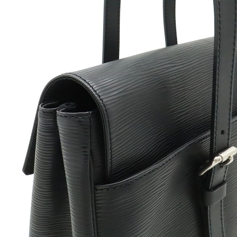Louis Vuitton Epi Segur MM Shoulder Bag Leather Noir Black Silver