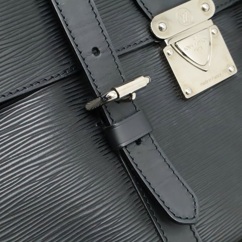 Louis Vuitton Epi Segur MM Shoulder Bag Leather Noir Black Silver
