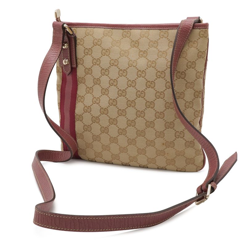 Gucci GG Canvas Sherry Line Shoulder Bag Crossbody Butterfly Charm Leather