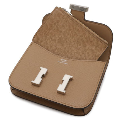 Hermes Constance Slim Bifold Wallet Veau Epsom Chai Beige Brown Coin Case