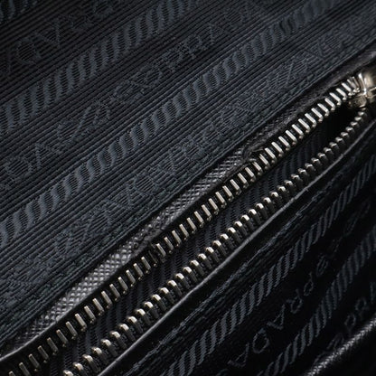 Prada Triangle Logo Chain Shoulder Bag Quilted Nylon Nero Black Silver
