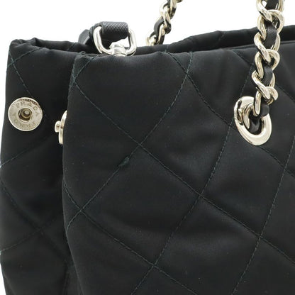 Prada Tessuto Triangle Logo Chain Shoulder Bag 2-Way Quilted Nylon Nero Black
