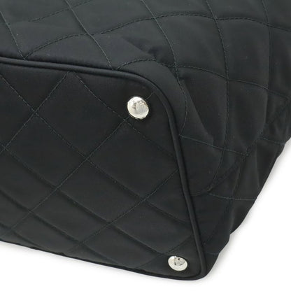 Prada Tessuto Triangle Logo Chain Shoulder Bag 2-Way Quilted Nylon Nero Black
