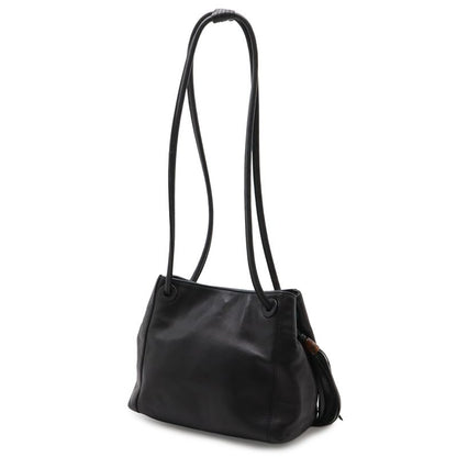 Chanel CC Logo Tassel Fringe Shoulder Bag Semi Leather Black