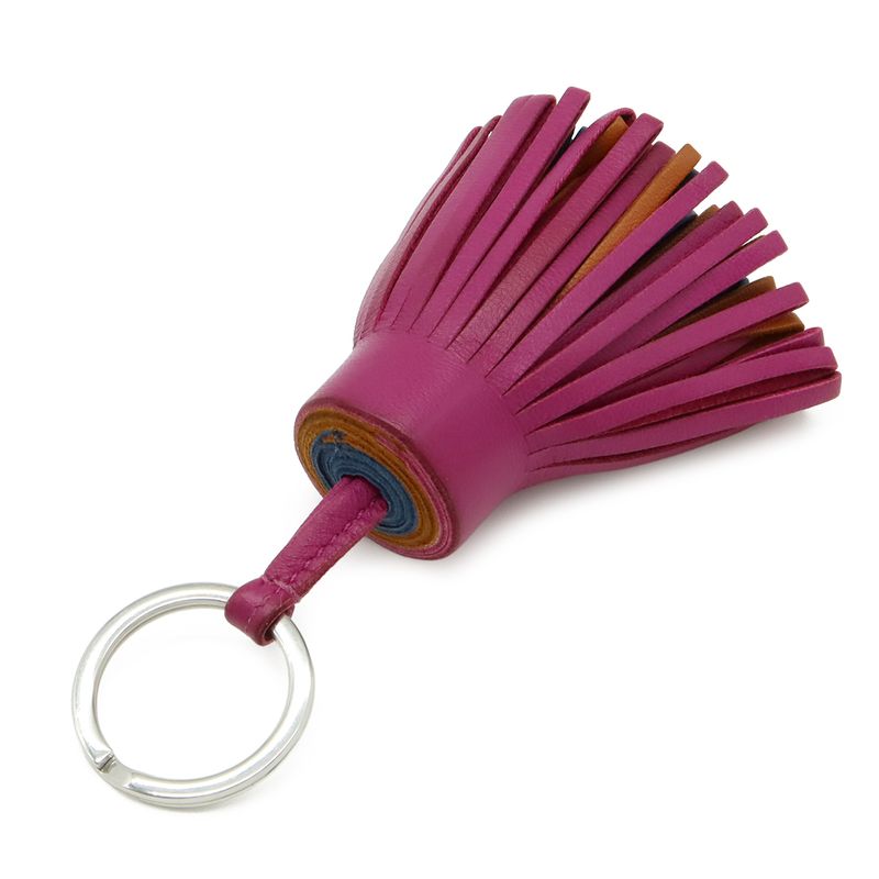 Hermes Carmen Key Ring Key Holder Fringe Tassel Charm Any Milo Leather Rose
