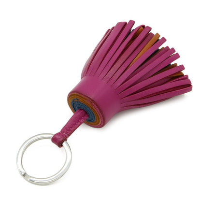 Hermes Carmen Key Ring Key Holder Fringe Tassel Charm Any Milo Leather Rose