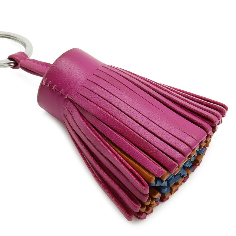 Hermes Carmen Key Ring Key Holder Fringe Tassel Charm Any Milo Leather Rose