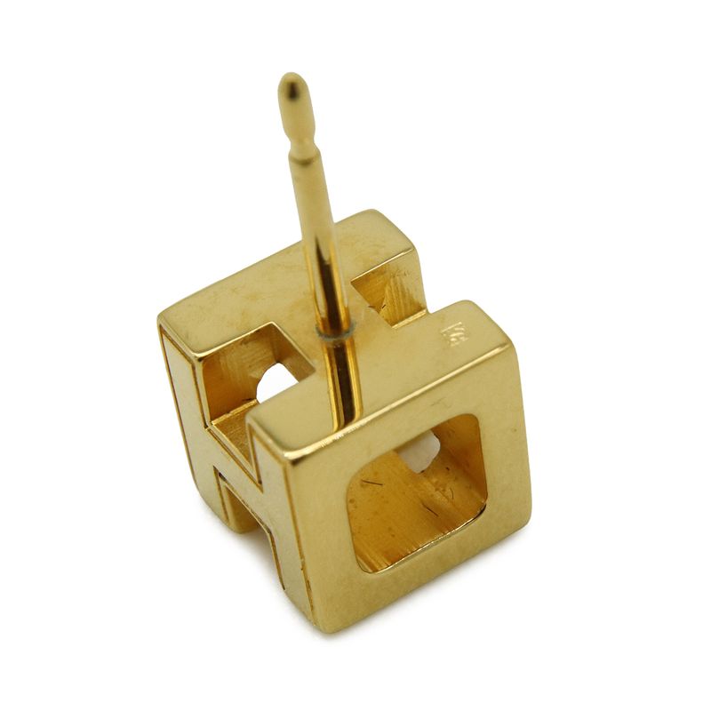 Hermes Cage Ash Cube Hlogo Earrings Black Gold