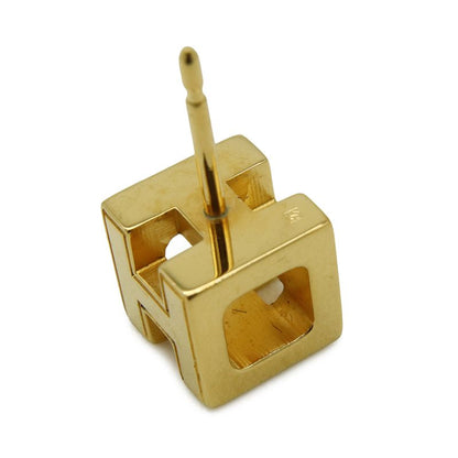 Hermes Cage Ash Cube Hlogo Earrings Black Gold
