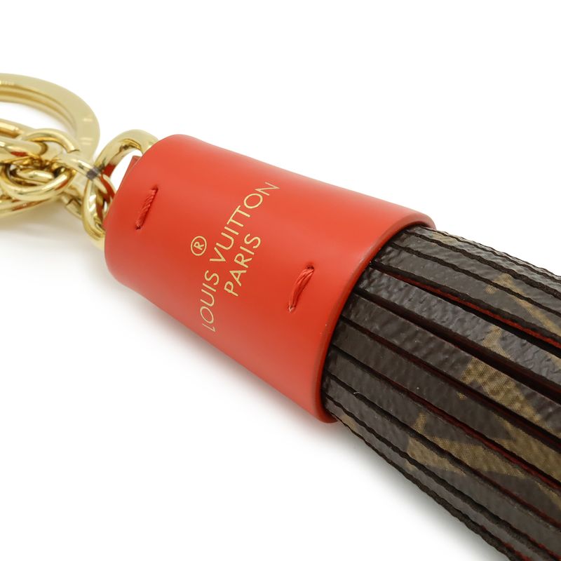 Louis Vuitton Monogram Key Holder Tassel Fringe Bag Charm Rouge Red