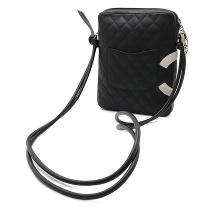 Chanel Cambon Line CC Logo Pochette Shoulder Bag Crossbody Soft Calf Black White