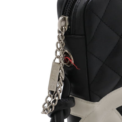Chanel Cambon Line CC Logo Pochette Shoulder Bag Crossbody Soft Calf Black White
