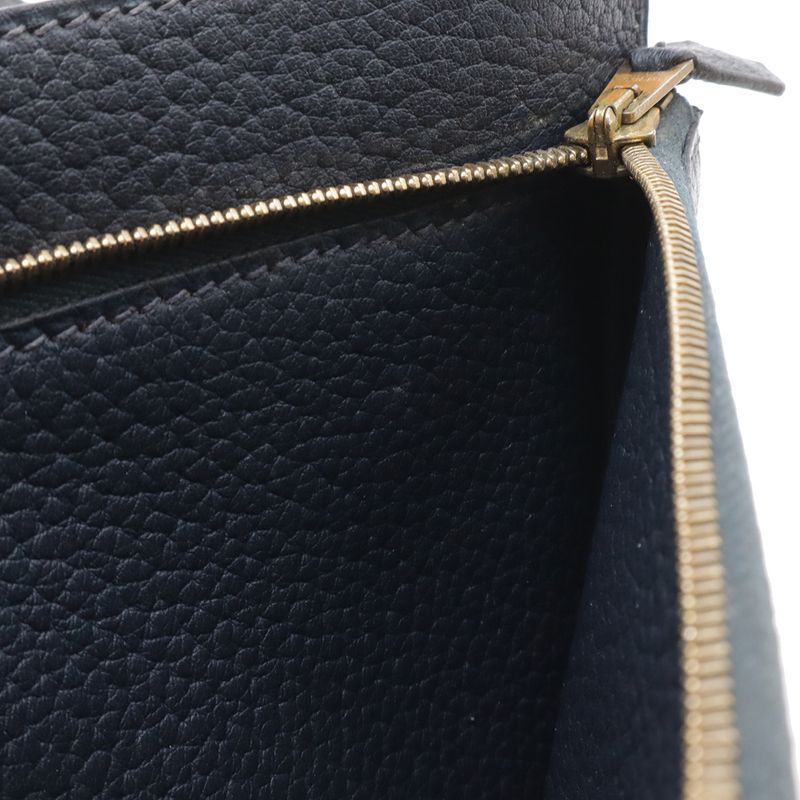 Hermes Pochette Jet Clutch Business Fjord Leather Navy Gold