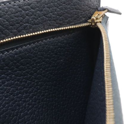 Hermes Pochette Jet Clutch Business Fjord Leather Navy Gold