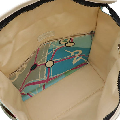 Chanel Paris Map Cruise Line Eiffel Tower Tote Shoulder Bag Canvas Sequin Blue