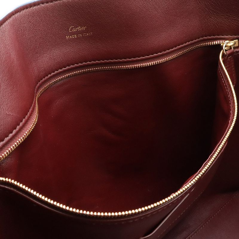 Cartier Must Line Must de Cartier Tote Shoulder Bag Leather Blue with Mirror