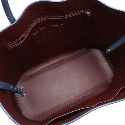Cartier Must Line Must de Cartier Tote Shoulder Bag Leather Blue with Mirror