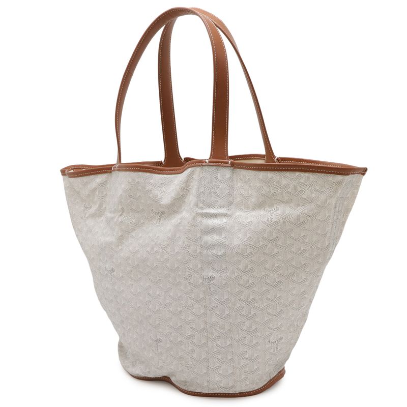 Goyard Bella la Tote Shoulder Bag Reversible Leather White Brown