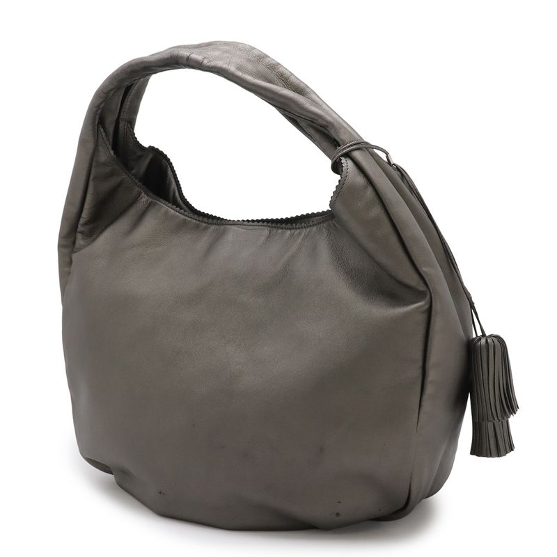 Loewe Viento 30 Anagram Shoulder Bag Fringe Charm Nappa Leather Metallic Silver