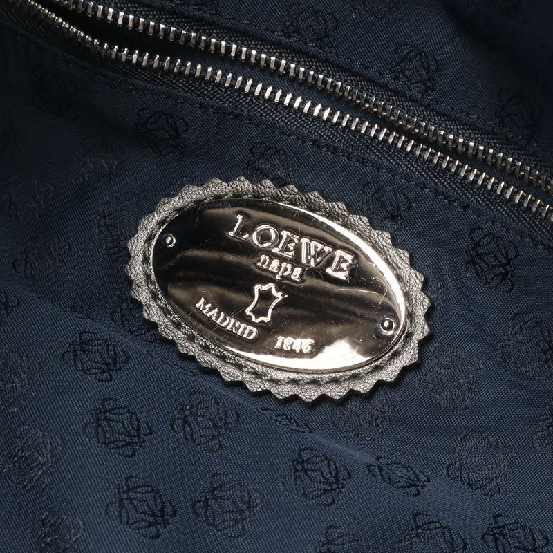 Loewe Viento 30 Anagram Shoulder Bag Fringe Charm Nappa Leather Metallic Silver