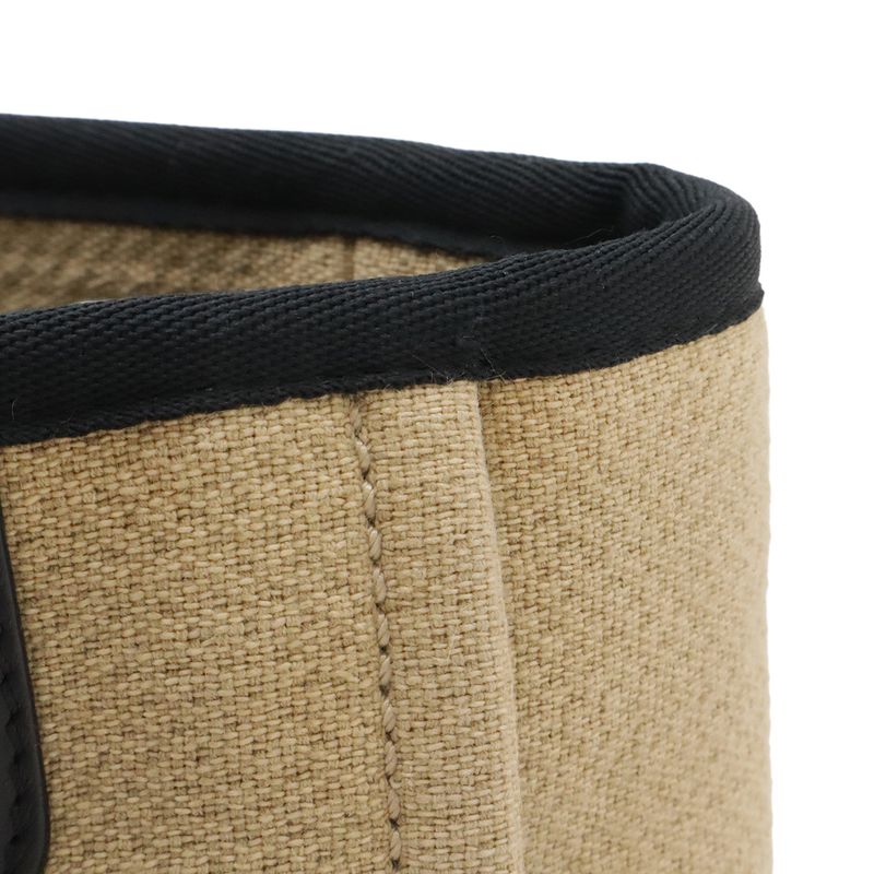 Chanel Deauville Tote PM Shoulder Bag Chain Canvas Leather Beige Silver