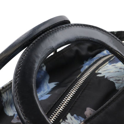 Prada Flower Floral Pattern Rose Tote 2-Way Shoulder Bag Nylon Nero Black Blue