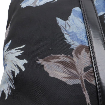 Prada Flower Floral Pattern Rose Tote 2-Way Shoulder Bag Nylon Nero Black Blue
