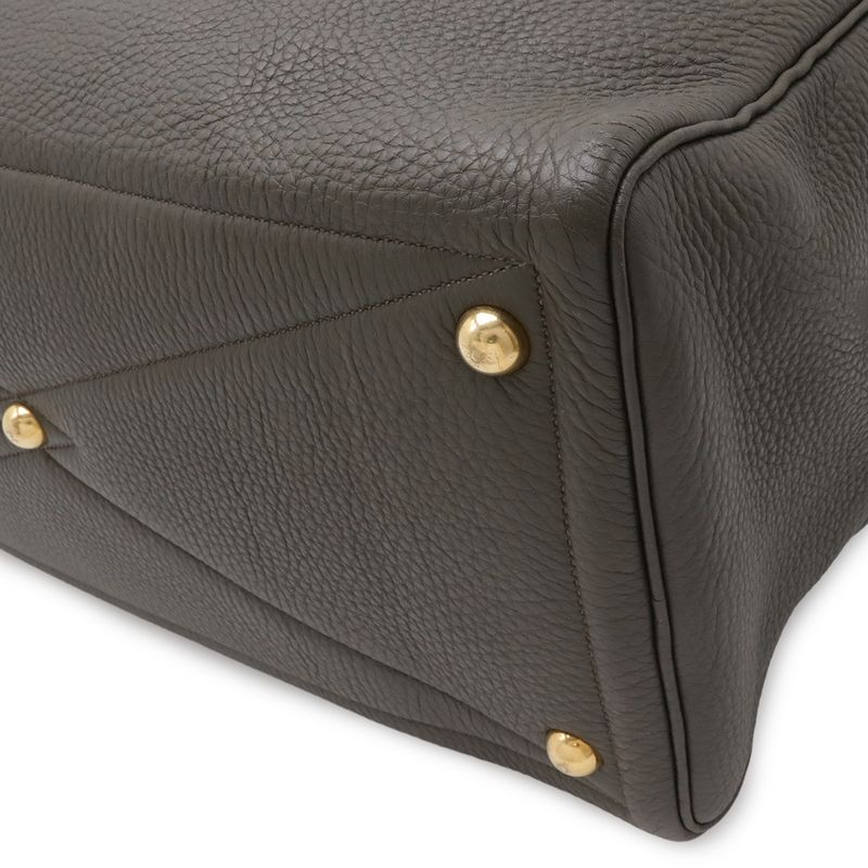 Hermes Victoria 43 Boston Bag Travel Purse Taurillon Clemence Leather Dark Olive