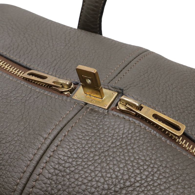 Hermes Victoria 43 Boston Bag Travel Purse Taurillon Clemence Leather Dark Olive