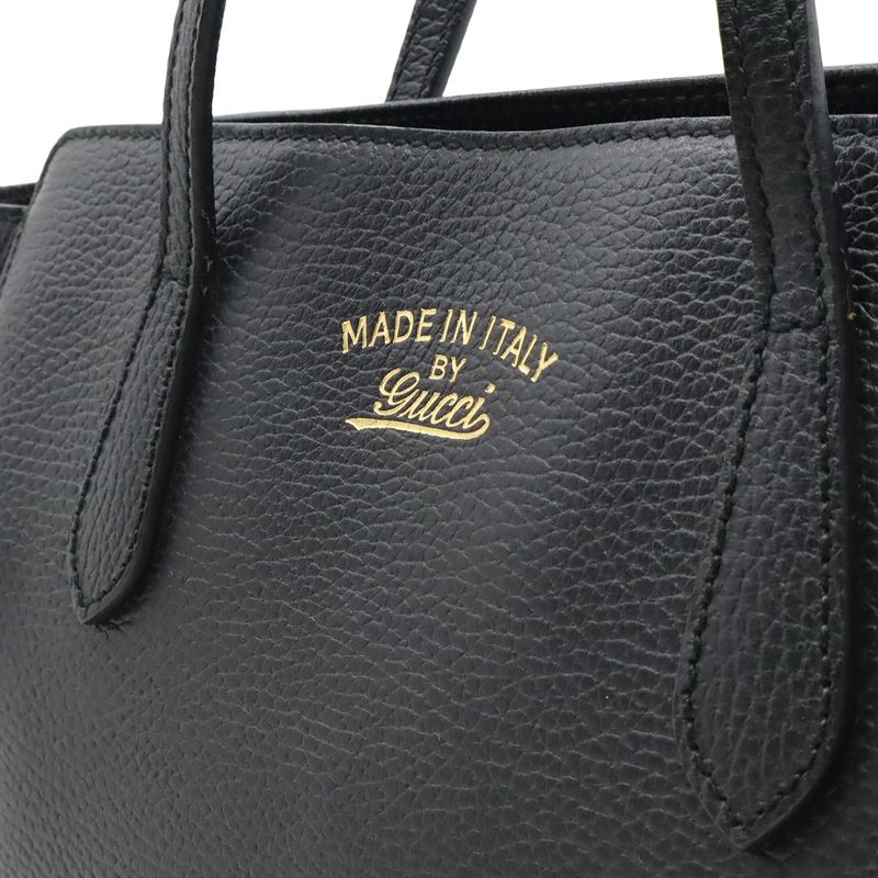 Gucci Swing Tote Shoulder Bag Leather Black