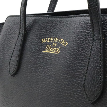 Gucci Swing Tote Shoulder Bag Leather Black